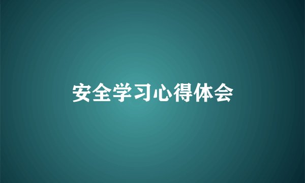 安全学习心得体会