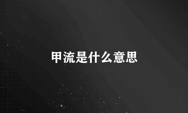 甲流是什么意思