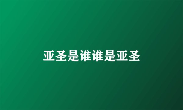 亚圣是谁谁是亚圣