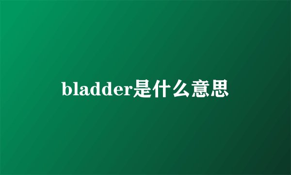 bladder是什么意思