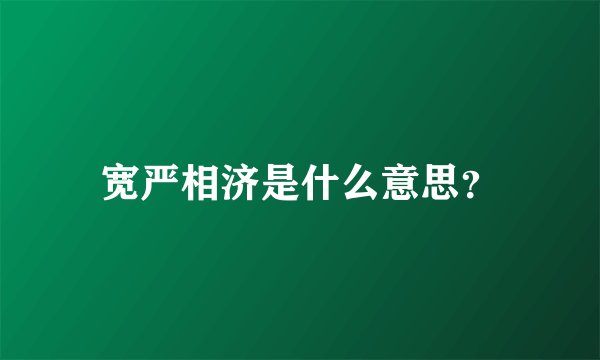 宽严相济是什么意思？