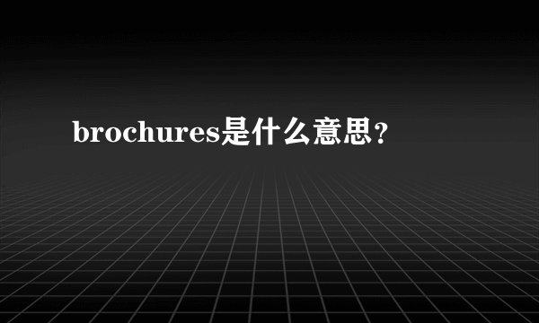 brochures是什么意思？