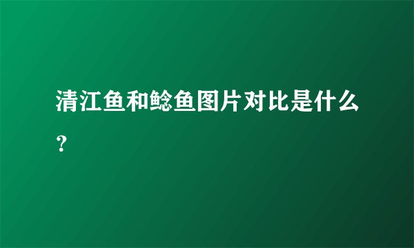 清江鱼和鲶鱼图片对比是什么？