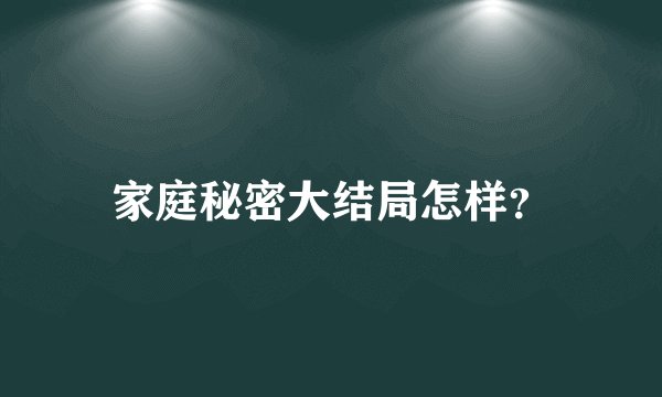 家庭秘密大结局怎样？