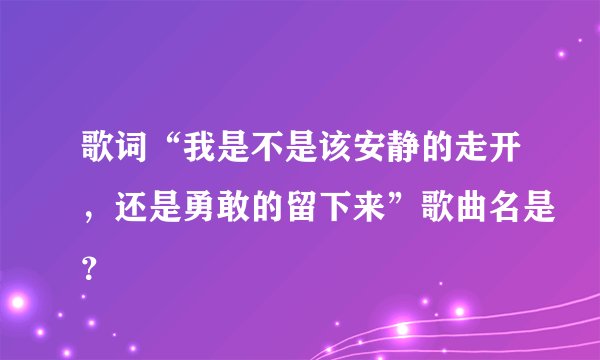歌词“我是不是该安静的走开，还是勇敢的留下来”歌曲名是？