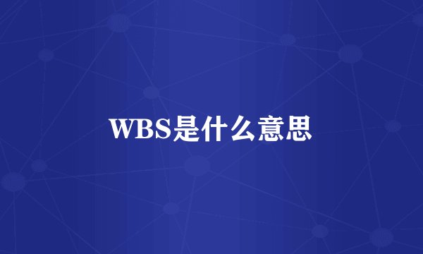 WBS是什么意思