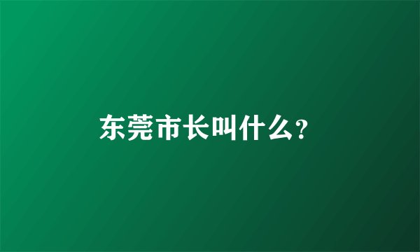 东莞市长叫什么？