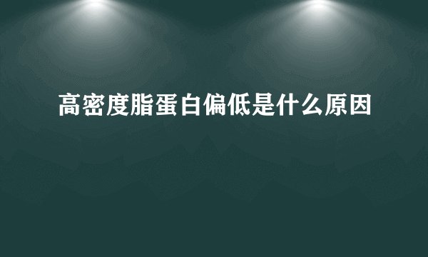 高密度脂蛋白偏低是什么原因