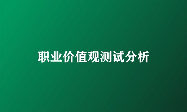 职业价值观测试分析
