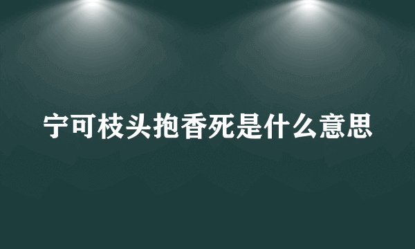 宁可枝头抱香死是什么意思