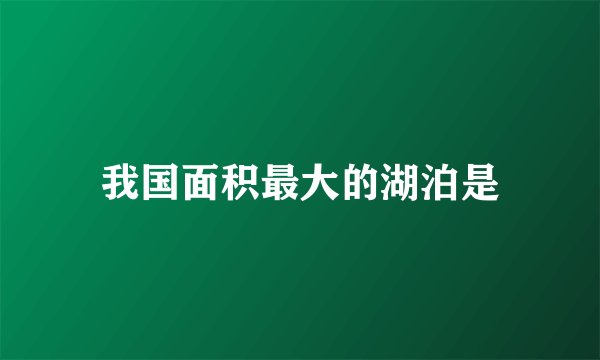 我国面积最大的湖泊是