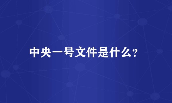 中央一号文件是什么？