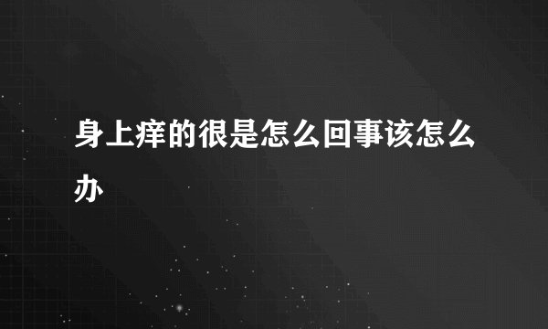 身上痒的很是怎么回事该怎么办