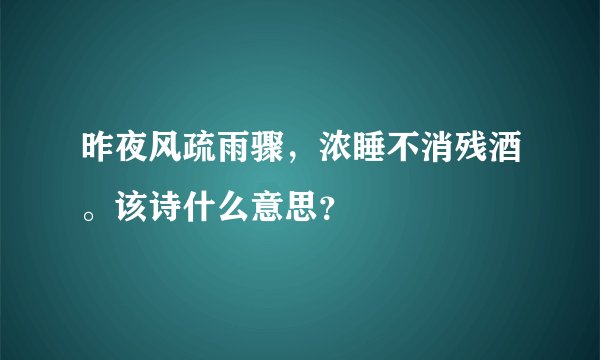 昨夜风疏雨骤，浓睡不消残酒。该诗什么意思？