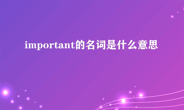 important的名词是什么意思