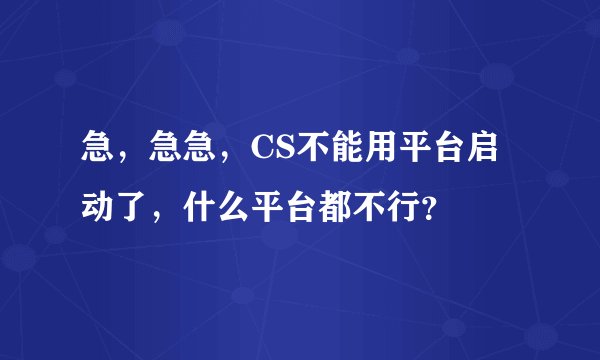 急，急急，CS不能用平台启动了，什么平台都不行？