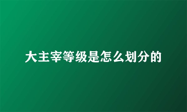 大主宰等级是怎么划分的