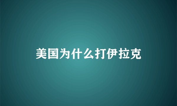 美国为什么打伊拉克