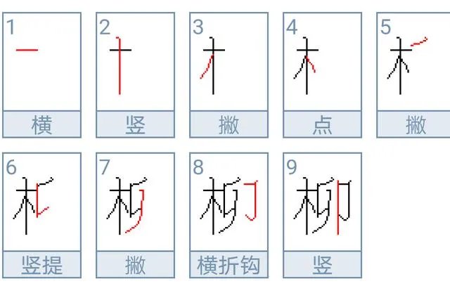 柳的笔画顺序怎么写的？