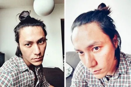 陈坤扎小辫自拍眼神犀利 晒合影发长文称未来可期