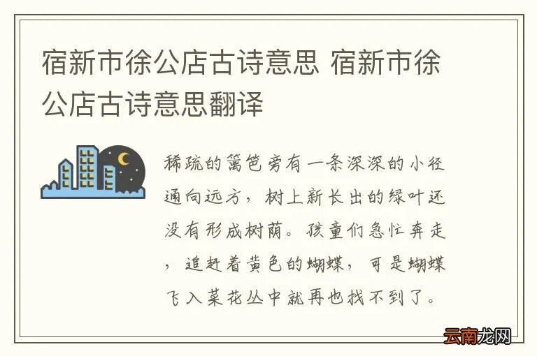 宿新市徐公店古诗意思 宿新市徐公店古诗意思翻译