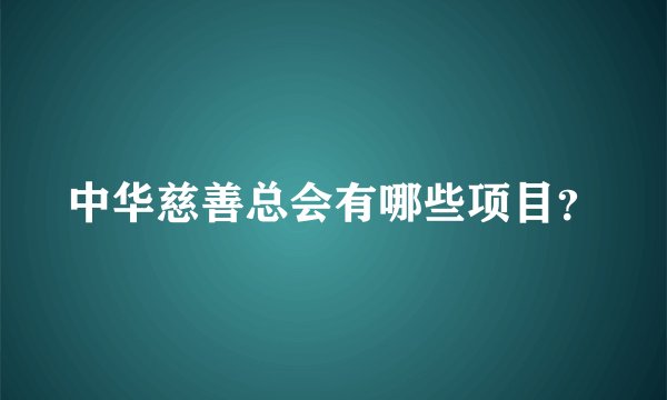 中华慈善总会有哪些项目？
