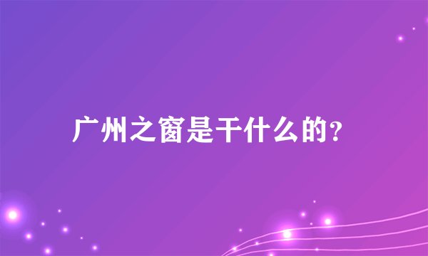 广州之窗是干什么的？