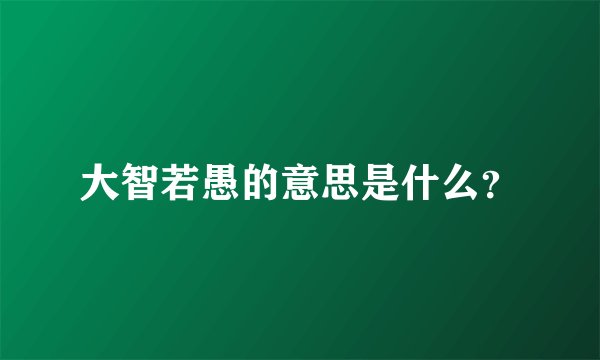大智若愚的意思是什么？