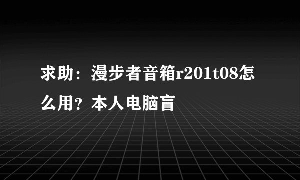求助：漫步者音箱r201t08怎么用？本人电脑盲
