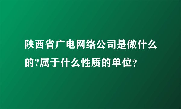 陕西省广电网络公司是做什么的?属于什么性质的单位？
