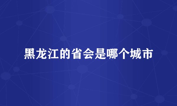 黑龙江的省会是哪个城市