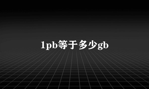 1pb等于多少gb