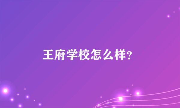 王府学校怎么样？