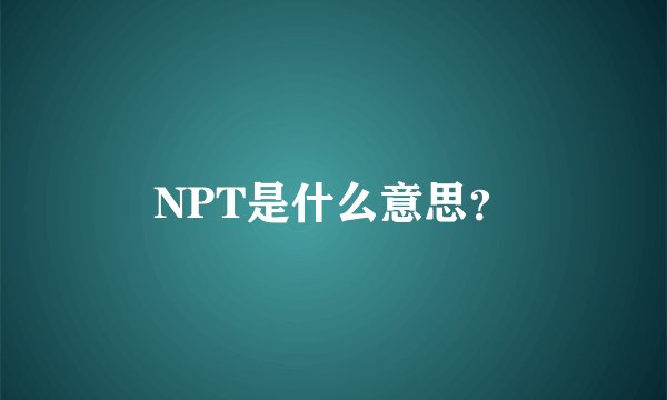 NPT是什么意思？