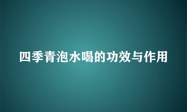 四季青泡水喝的功效与作用