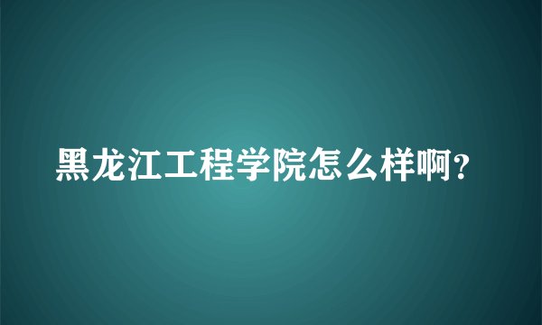 黑龙江工程学院怎么样啊？