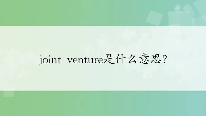 joint venture是什么意思？