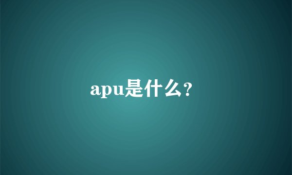apu是什么？