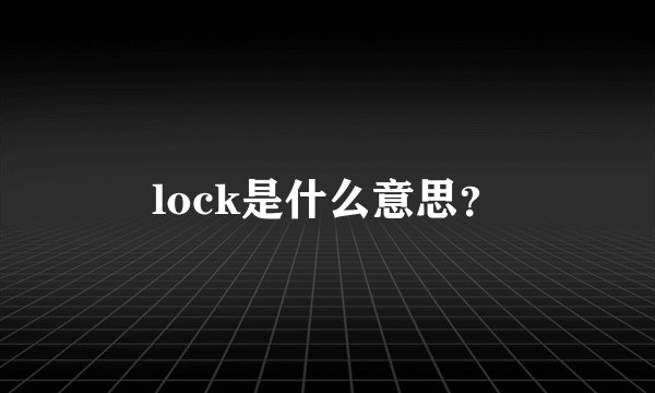 lock是什么意思？