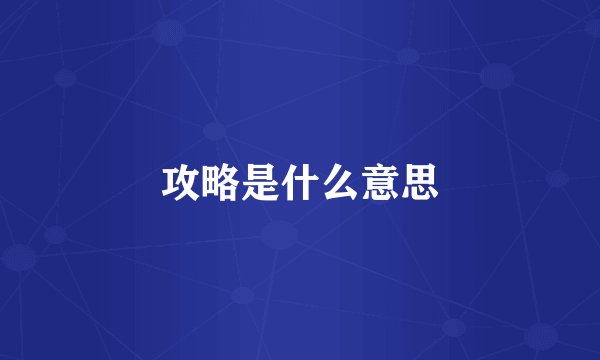 攻略是什么意思