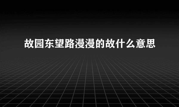 故园东望路漫漫的故什么意思