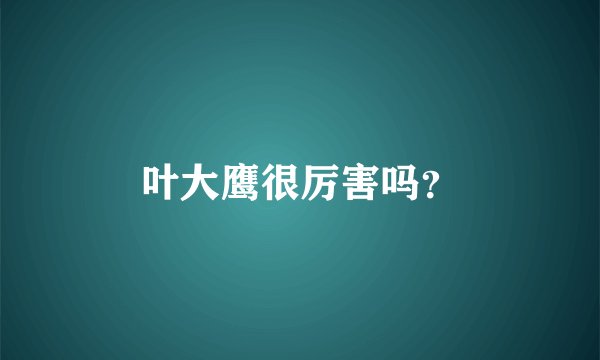 叶大鹰很厉害吗？