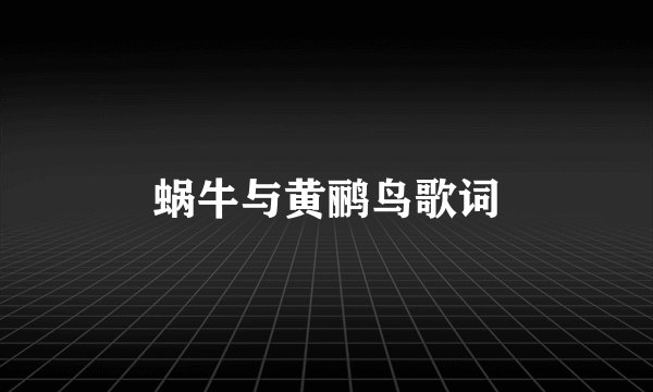 蜗牛与黄鹂鸟歌词