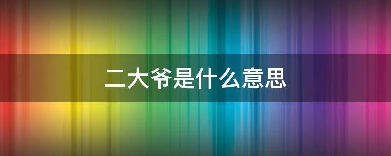 二大爷是什么意思