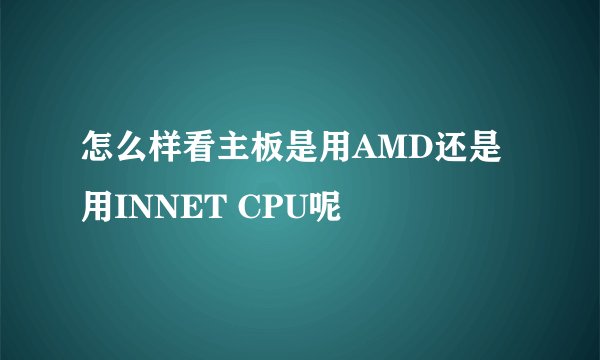 怎么样看主板是用AMD还是用INNET CPU呢
