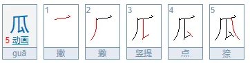 “瓜”字的笔顺笔画 瓜