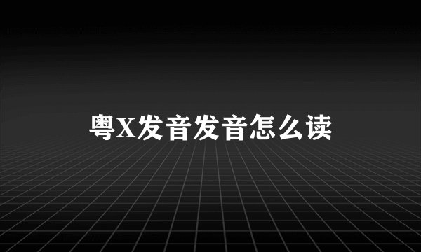 粤X发音发音怎么读