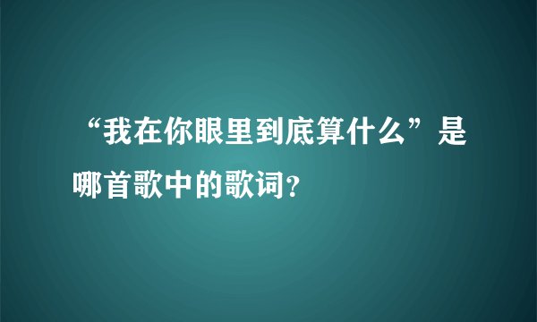 “我在你眼里到底算什么”是哪首歌中的歌词？