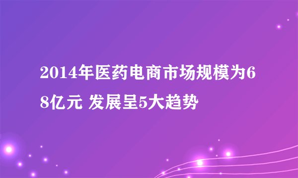 2014年医药电商市场规模为68亿元 发展呈5大趋势
