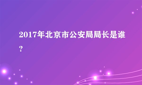 2017年北京市公安局局长是谁?